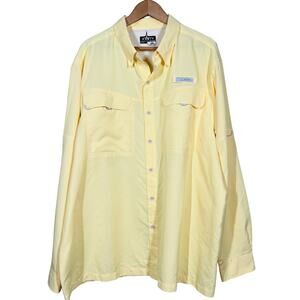 Habit Long Sleeve Button Up Fishing Shirt Vented Sport Outdoor Yellow - 2XL